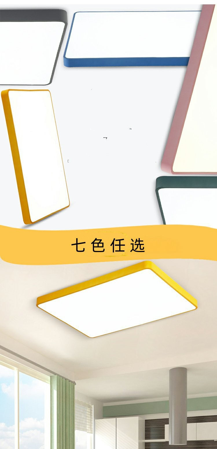 Home Living Room Lamp Rectangular Creative Macaron Ceiling Lamp Room Lamp Modern Simple Iron Art led Bedroom light