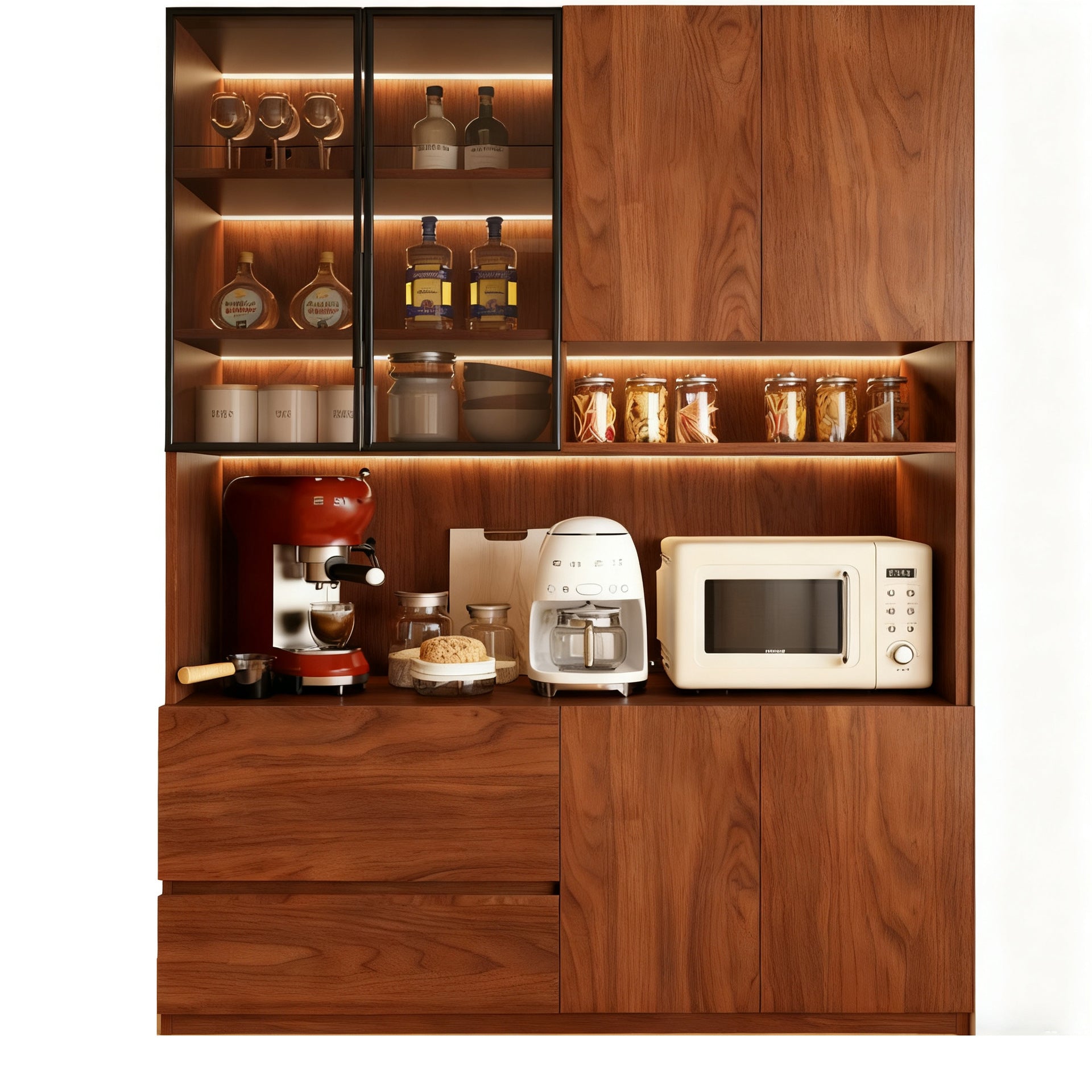 Custom Aluminum Alloy Sideboard for Home, Wall-Mounted Integrated Storage, Vintage Style Tea Cabinet, Direct from Factory