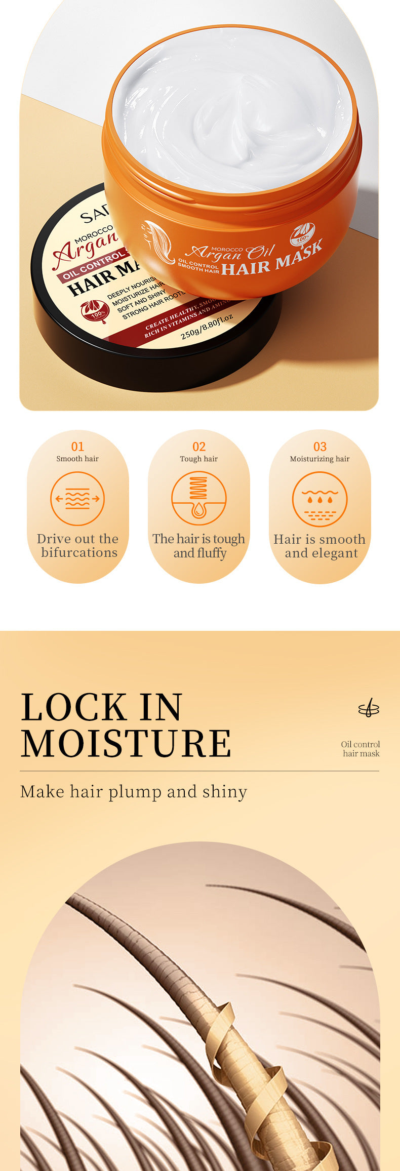 Nut Oil Hair Mask250g SADOER Smooth and Fluffy Hair Care Wholesale for Cross-Border Trade