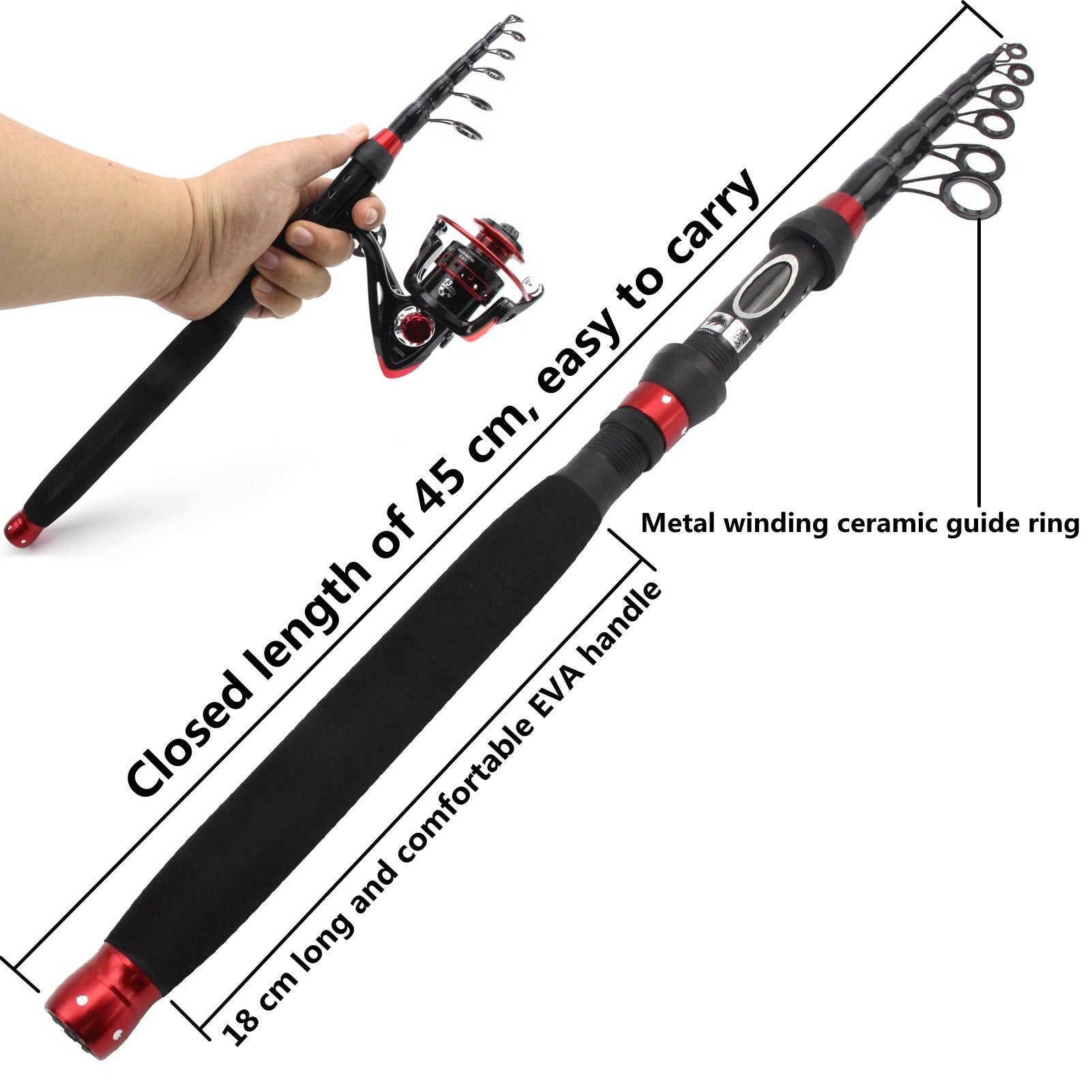 A Fishing Rod Ultra Short Retractable Portable Lure Rod Straight Handle Fishing Rod Spinning Wheel Fishing Gear Set