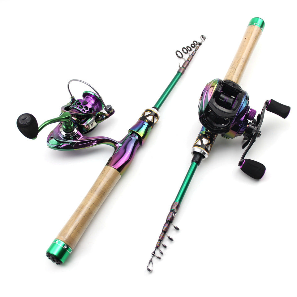 E-commerce Portable Telescopic Lure Rod Set Straight Handle Gun Handle Fishing Gear Combo FBA Overseas Warehouse Fishing Gear