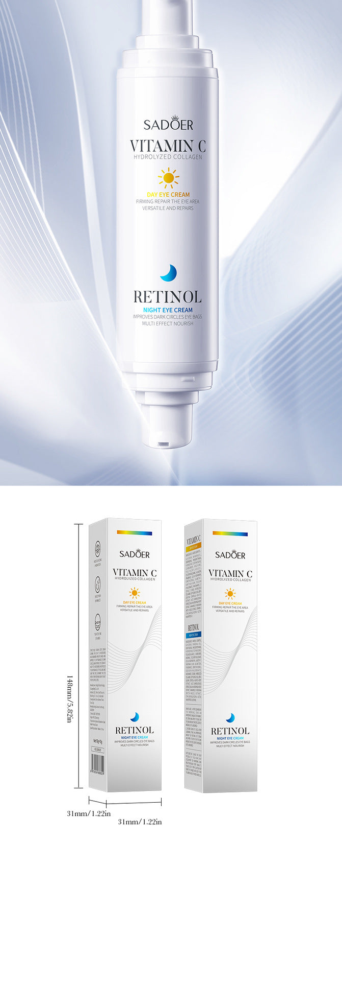 Anti-Wrinkle Eye Cream SADOER Early C Late A Day and Night Light Skin rejuvenating eye cream cross-border wholesale