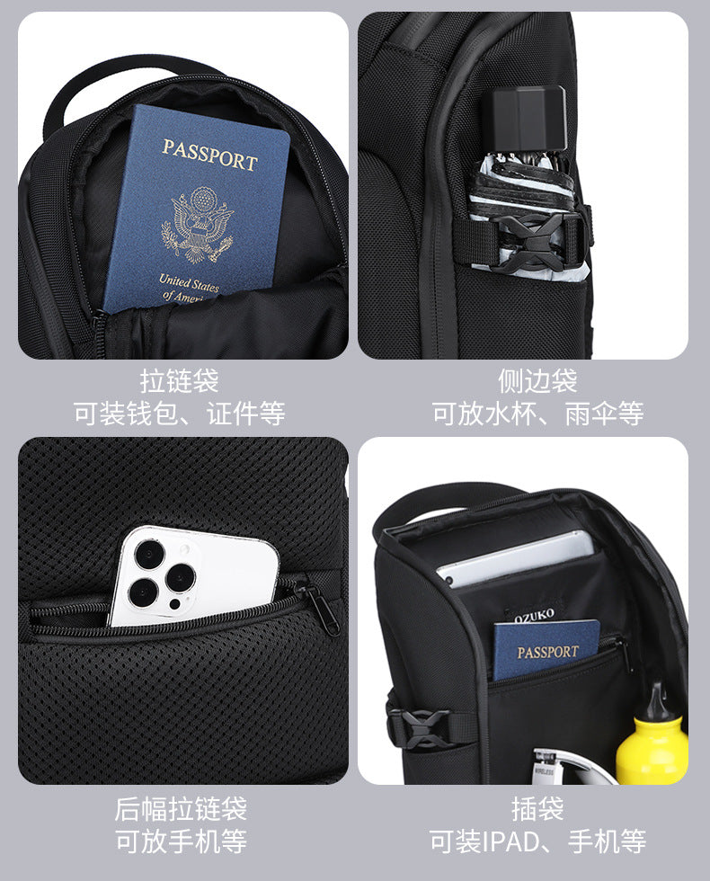 OZUKO Men's Chest Bag Waterproof Crossbody Bag Business Simple Crossbody Bag Trendy Commuter Small Backpack High-End Feel
