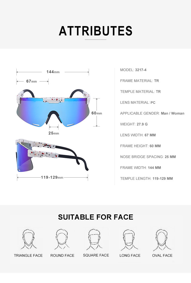 New European and American Style Colorful Outdoor Cycling Windproof Sunglasses for Men and Women Integrated Sports Sun Protection Sunglasses