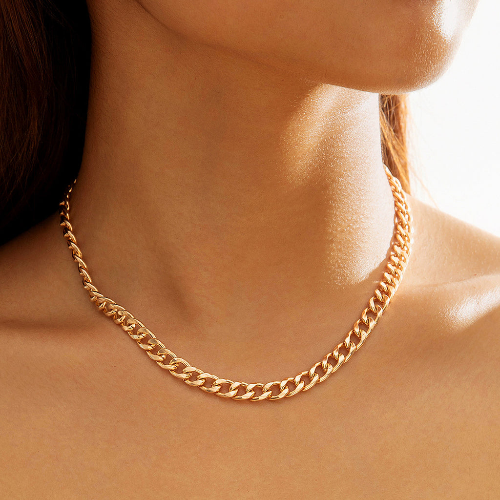 European and American Ornament Fashion Hip-Hop Short Thick Chain Geometric Necklace Metal Exaggerated Necklace