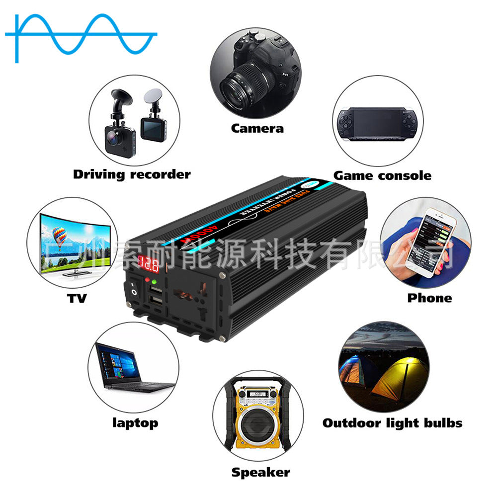 New Product12V Turn AC220V Sine Wave Inverter500W/800W/1000W/1300W 2个4.2A USB