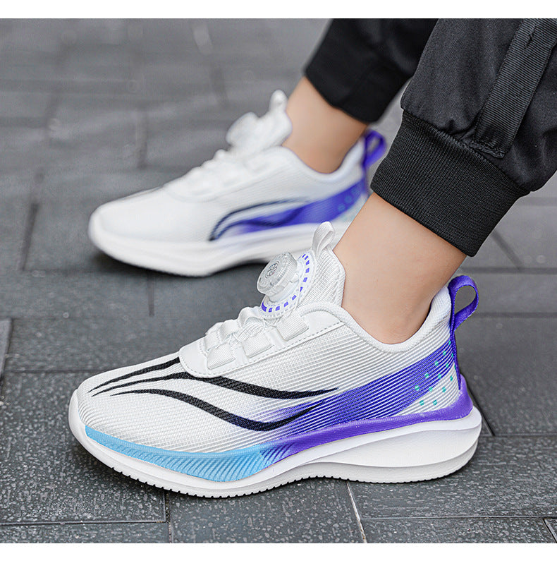 New Children's Shoes Breathable Rotating Button Sneakers Red Rabbit Casual Big Kids Shock Absorption Non-Slip Running Shoes