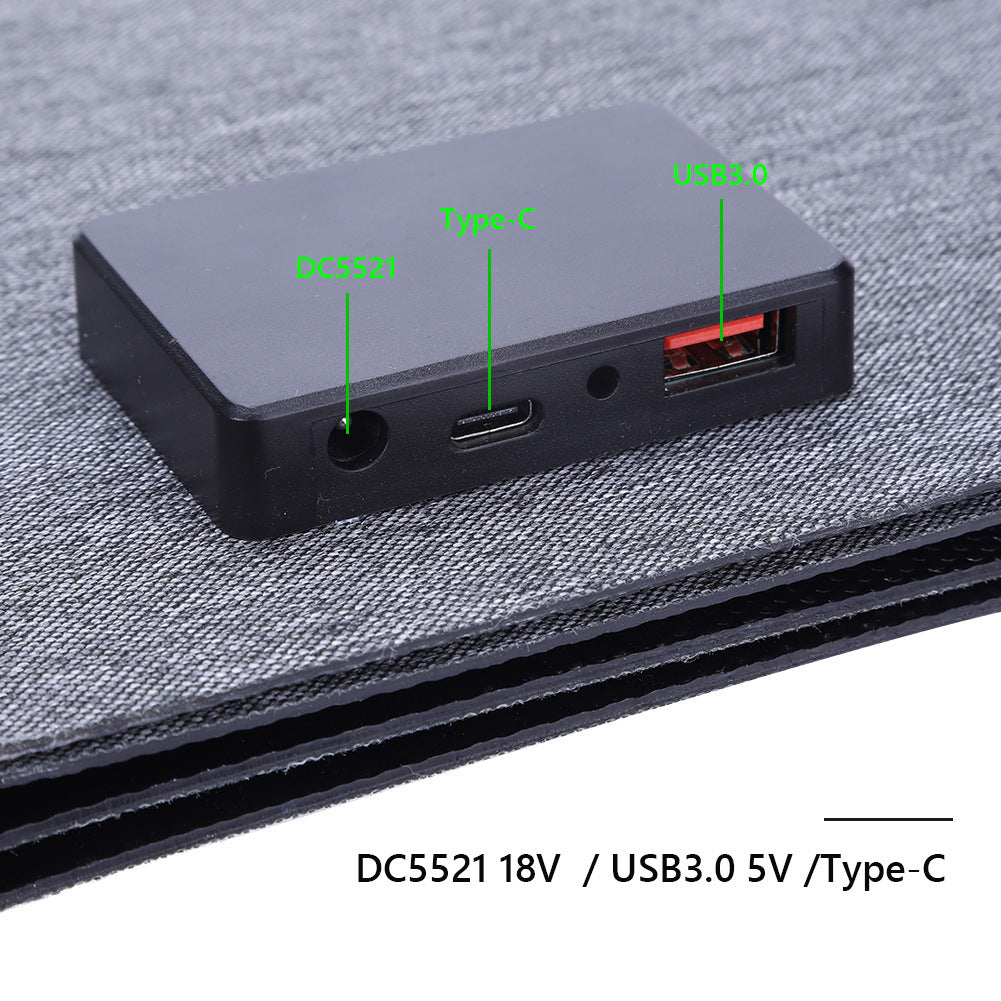 30W 5V/18V ETFE Solar Panel Charger Outdoor Mobile Phone Power Bank Charger Folding Bag