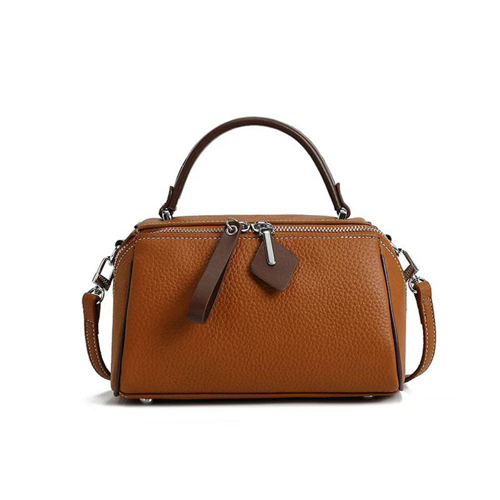 Niche Color-Block Genuine Leather Handbag for Women2025New Fashion Versatile Pillow Bag Stylish Single Shoulder Crossbody Bag