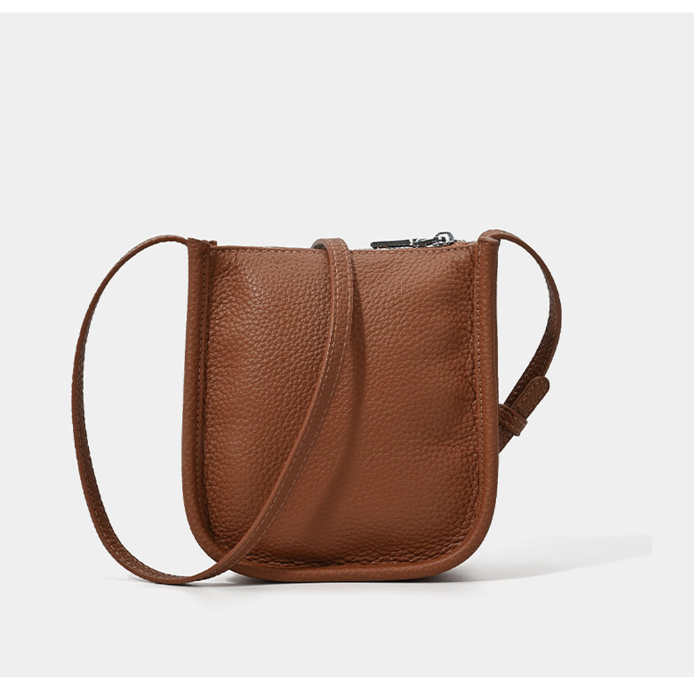 Genuine Leather Phone Bag Niche Fashion Small Bag for Women High-end Casual Simple Versatile Portable Shoulder Crossbody Bag