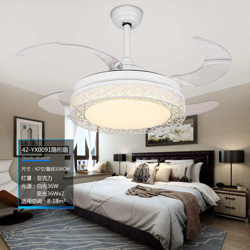 Invisible Fan Light for Home Bedroom Living Room Silent Variable Frequency Electric Fan Light Modern Simple Dining Room Ceiling Fan Light Wholesale
