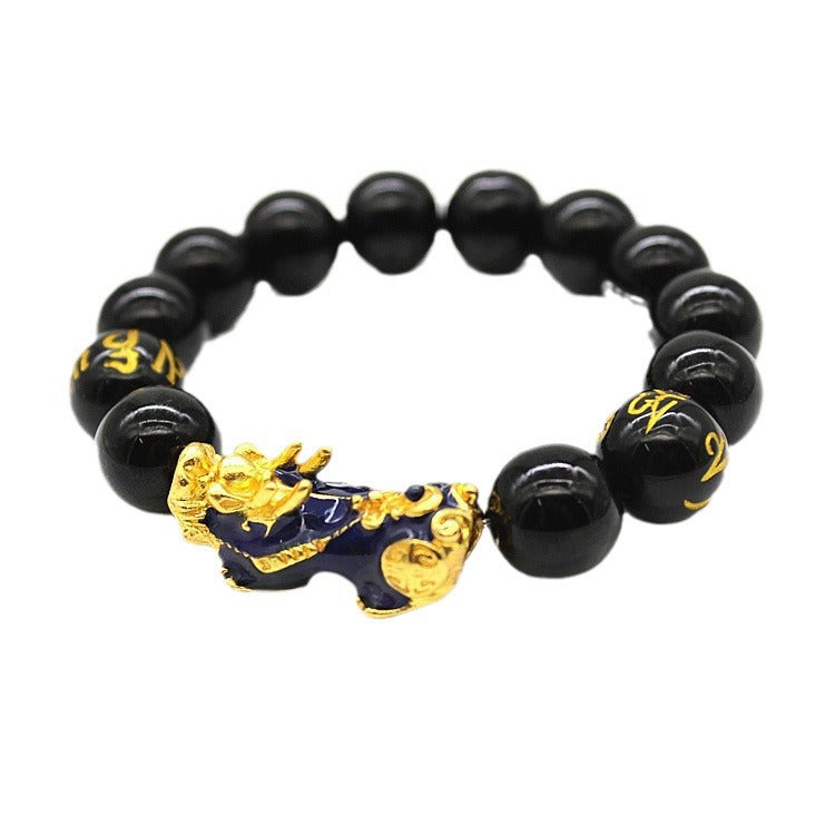 Pixiu Multi-Treasure Bracelet for Men, Wealth-Attracting and Blessing Buddha Bead Bracelet, Six-Word Mantra Beaded Bracelet, Temperature-Sensitive Color-Changing Pixiu Bracelet