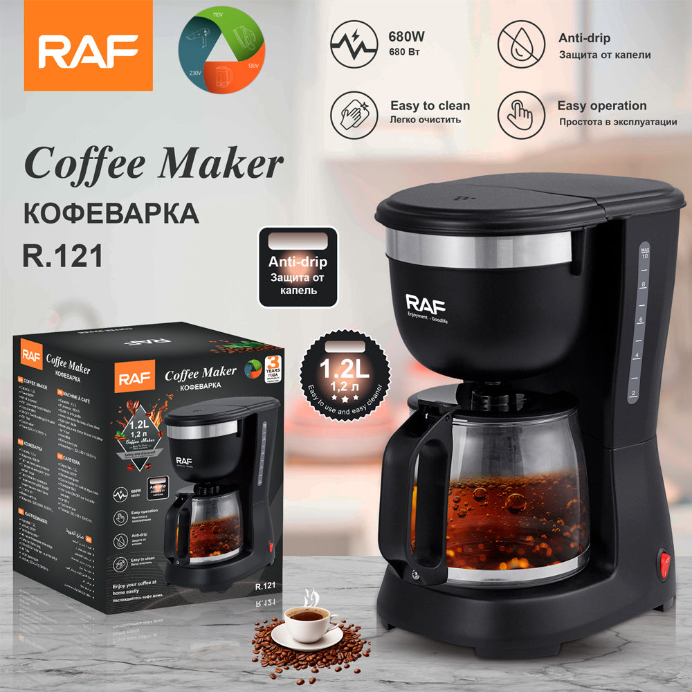 European Standard Coffee Machine for Home Use, Fully Automatic Drip Coffee Maker, Drip Filter, Insulated American Tea Maker, Office Tea Brewing Machine