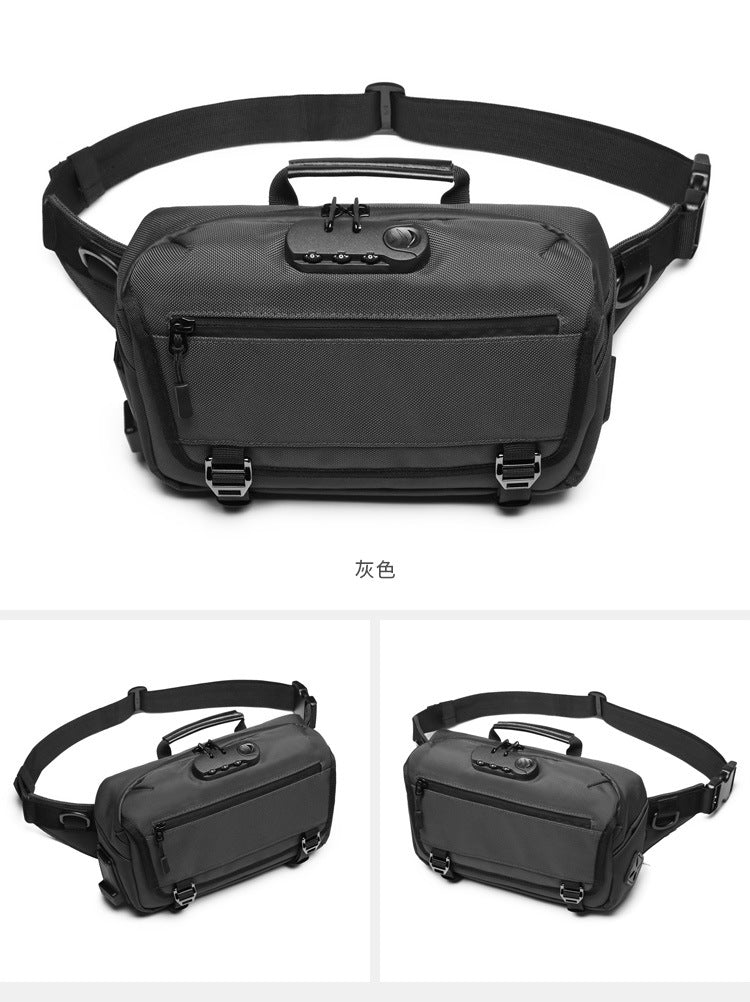 ozuko Multifunctional Waist Bag Men's Anti-Theft Chest Bag Large Capacity Trendy Crossbody Bag Sports Outdoor Shoulder Bag