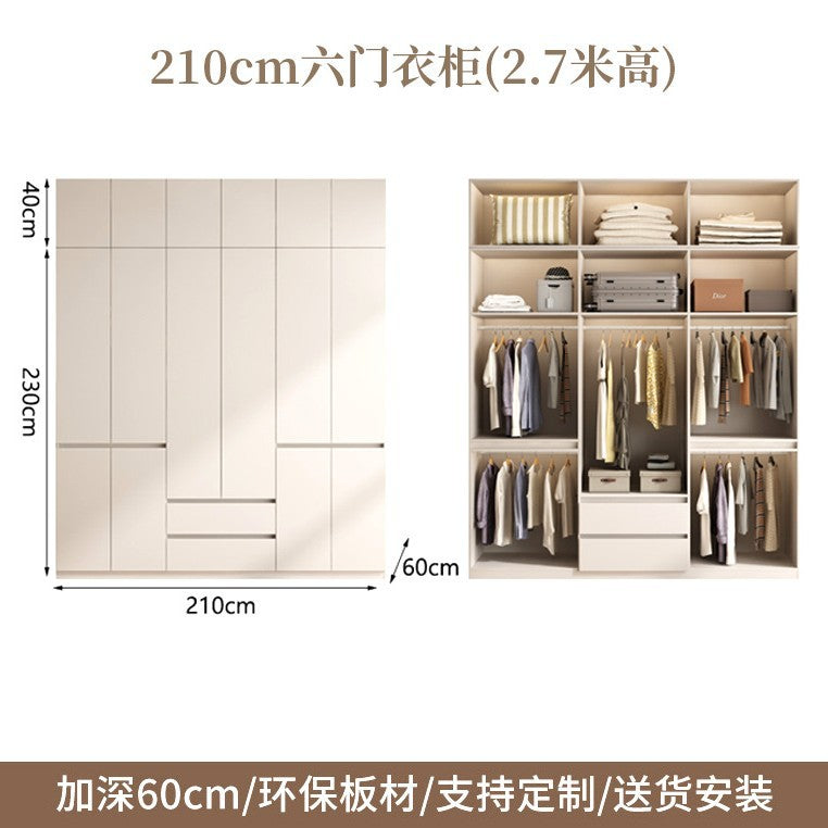 2025New Cream Style Wardrobe for Home Bedroom, Segmented Simple Modern Storage Cabinet, Large Coat Closet