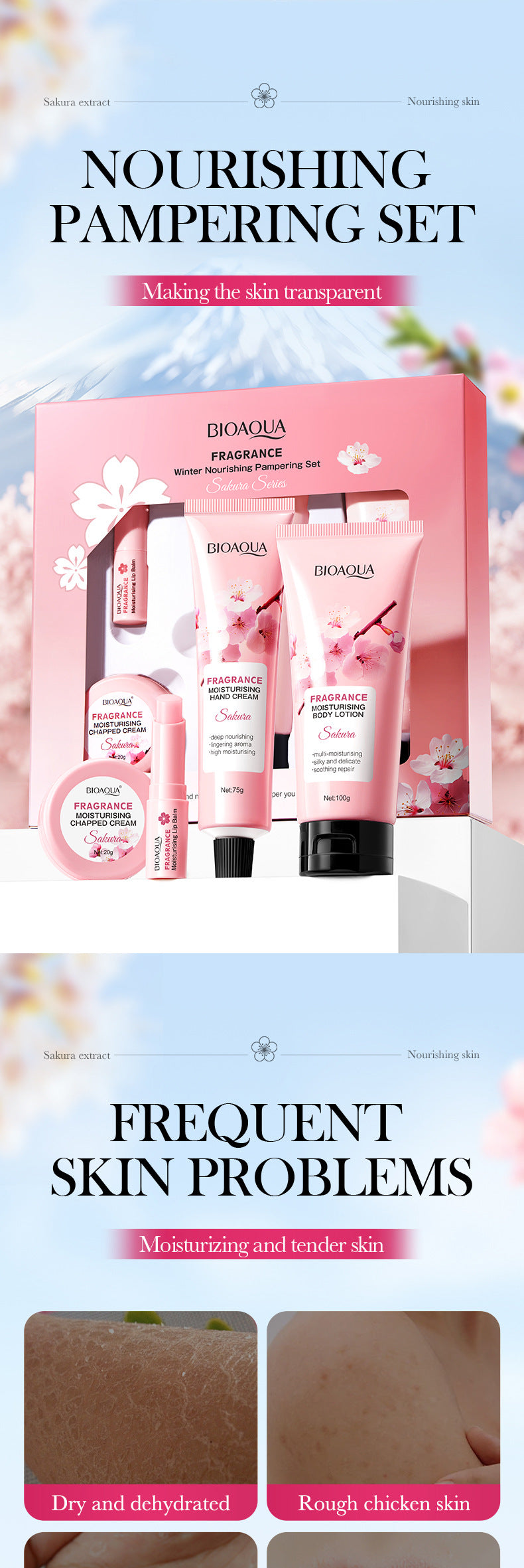 BIOAOUA Sakura Series Winter Moisturizing Luxurious Set Hydration Kit  Wholesale