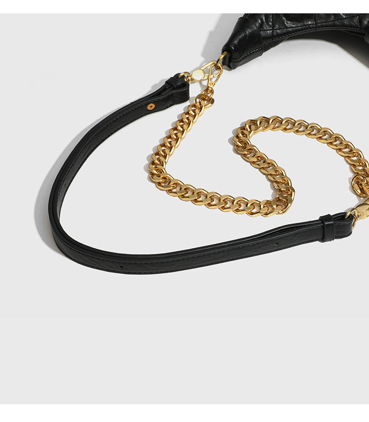 Niche Retro Underarm Bag for Women New Genuine Leather Autumn Winter Fashion Arc de Triomphe Cowhide Bucket Bag Versatile Crossbody Bag