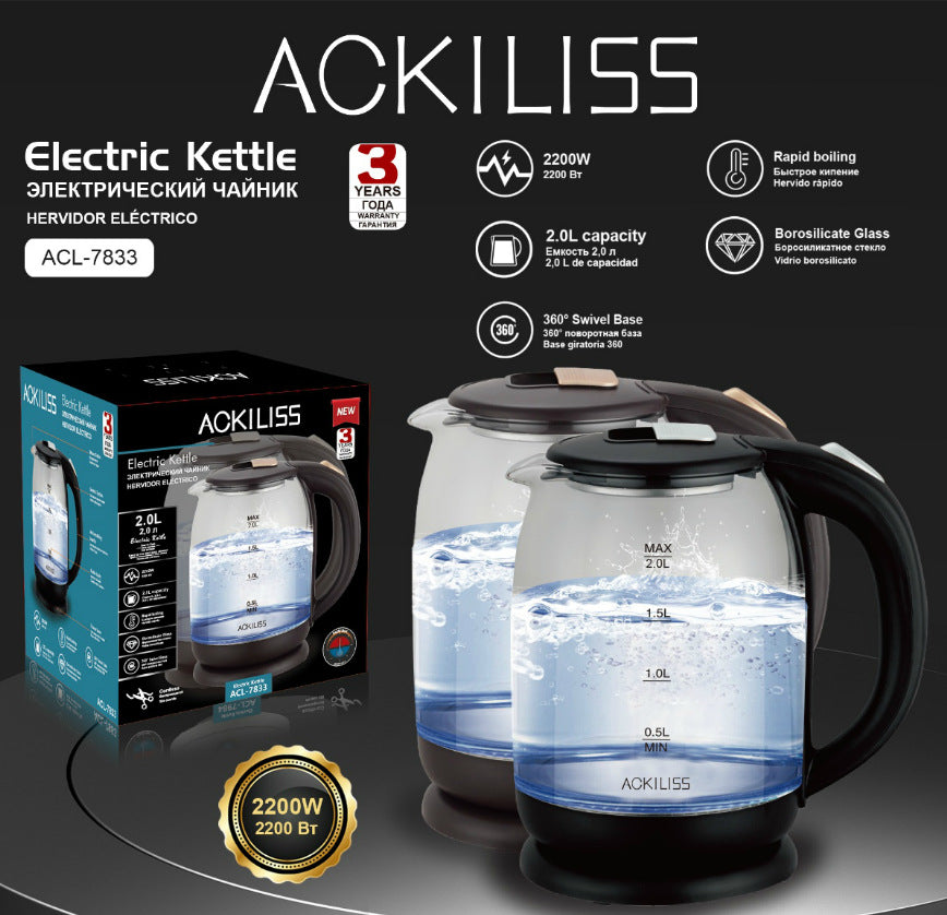 European Standard Glass Electric Kettle Household Electric Kettle Automatic Power-off Kettle Health Kettle Wholesale