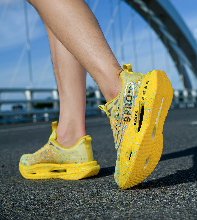 Autumn New Red Rabbit9Fluorescent Breathable Comfortable Couple Sports Shoes Ultra-Light Cushioning Rebound Anti-Slip Wear-Resistant Running