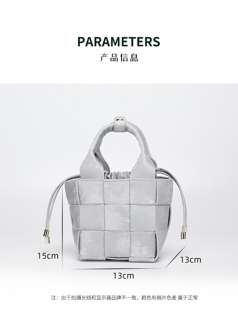 New Chinese Style Handmade Bucket Bag Woven Design Basket Handbag New Mini Crossbody Bag for Women