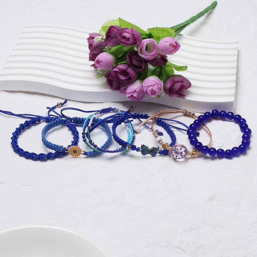 Sunflower Daisy Bracelet Adjustable Winding Rice Beads Forest Style Bracelet Women's Double Ring Butterfly Handwoven Bracelet