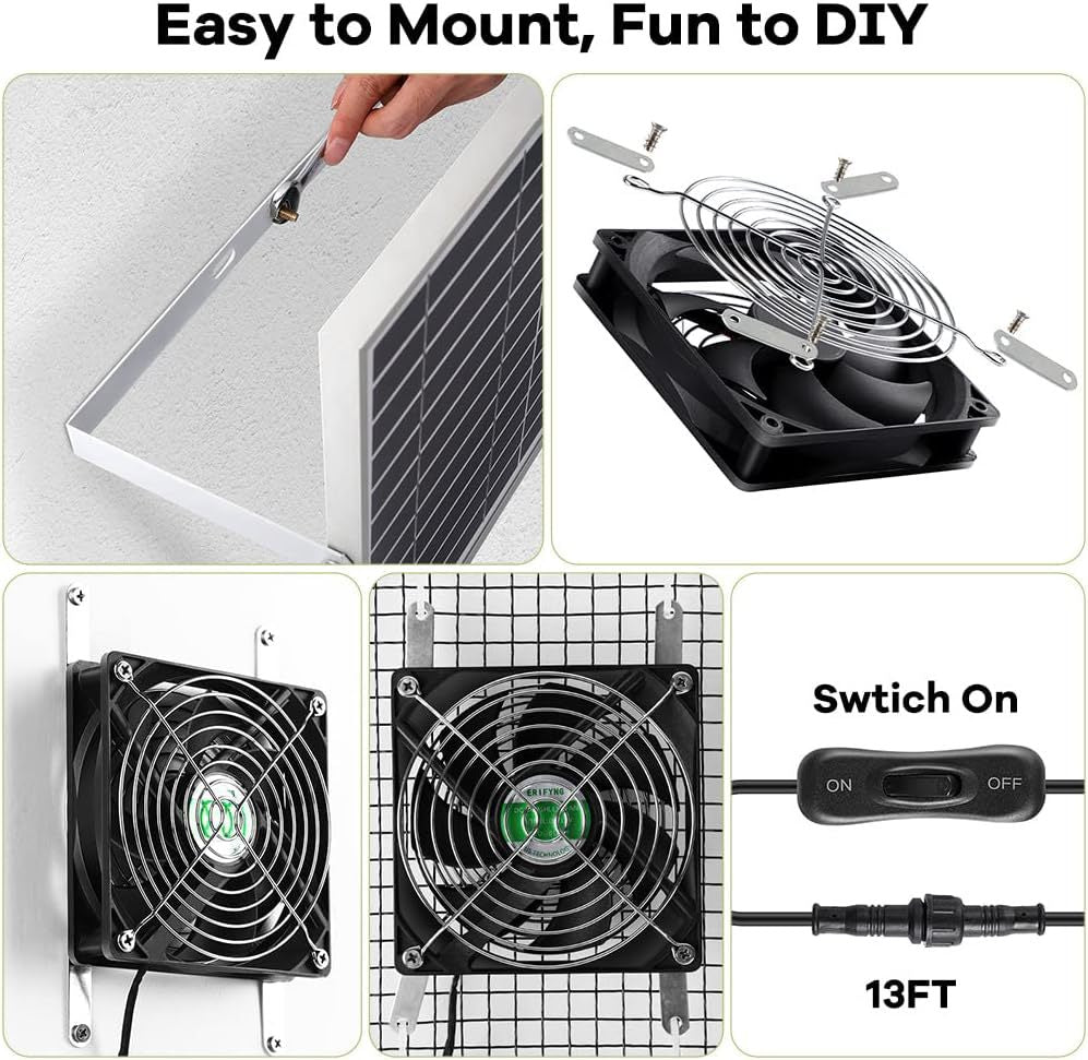 20W Solar Exhaust Fan,Outdoor Solar Fan,Shed,Chicken Coop Pet House