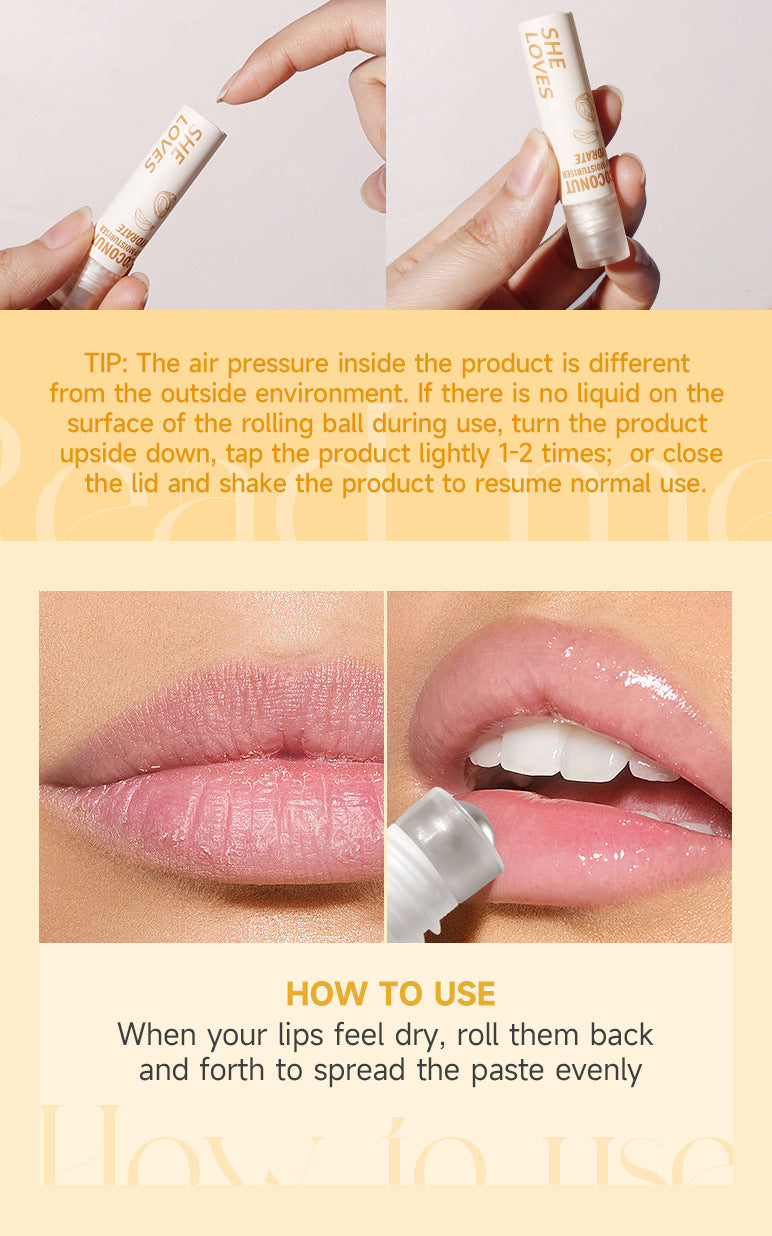 Honey Coconut Roll-On Lip Oil Long-lasting lightening lip lines moisturizing nourishing transparent glossy glass lip gloss