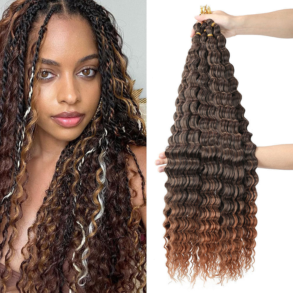European and American Cross-Border African Synthetic Hair Wig Crochet Hair Extensions Curly Hair Piece DeepWaterWaveHair Long Curly Hair