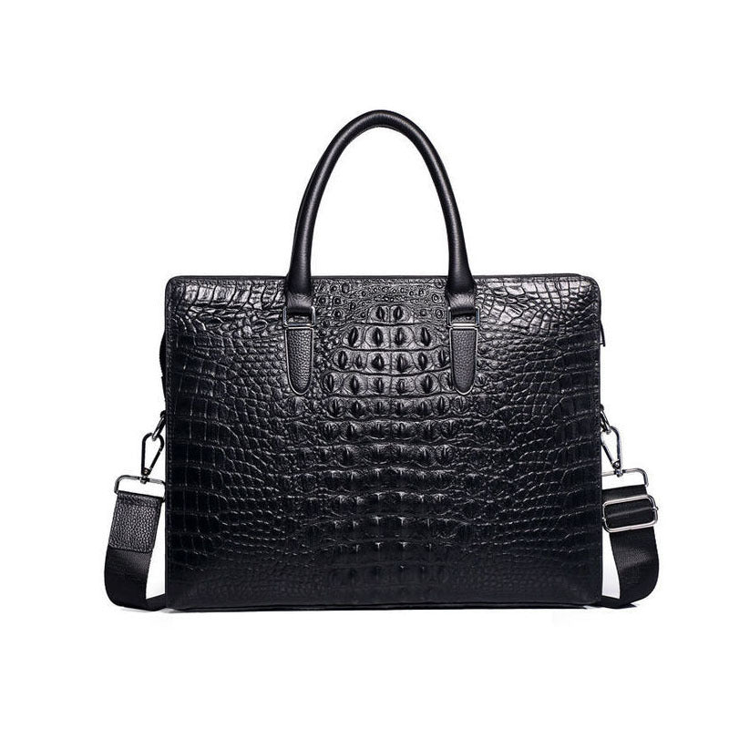 Fingerprint Unlock Bag Genuine Leather Business Commuting Large Capacity Men's Cowhide High-end Handheld Briefcase Anti-theft