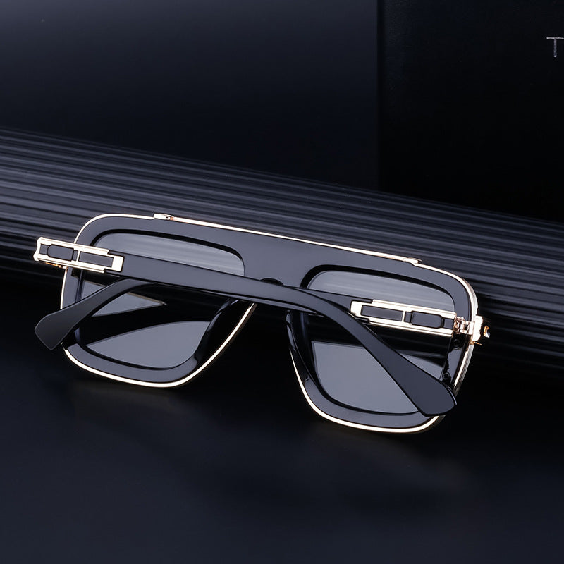 European and American Retro Square Frame Sunglasses for Men, Trendy European and American Punk Style, Internet Celebrity Same Style Sunglasses for Women ins Wind shades