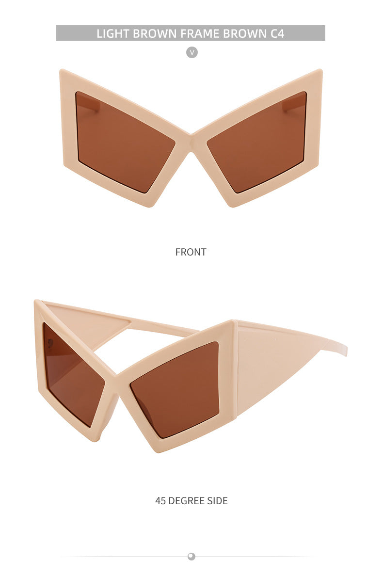 New arrivalStylish large frame cat eye sunglasses European and American Style Personality Hip-Hop Internet Celebrity Beach Party Sunglasses