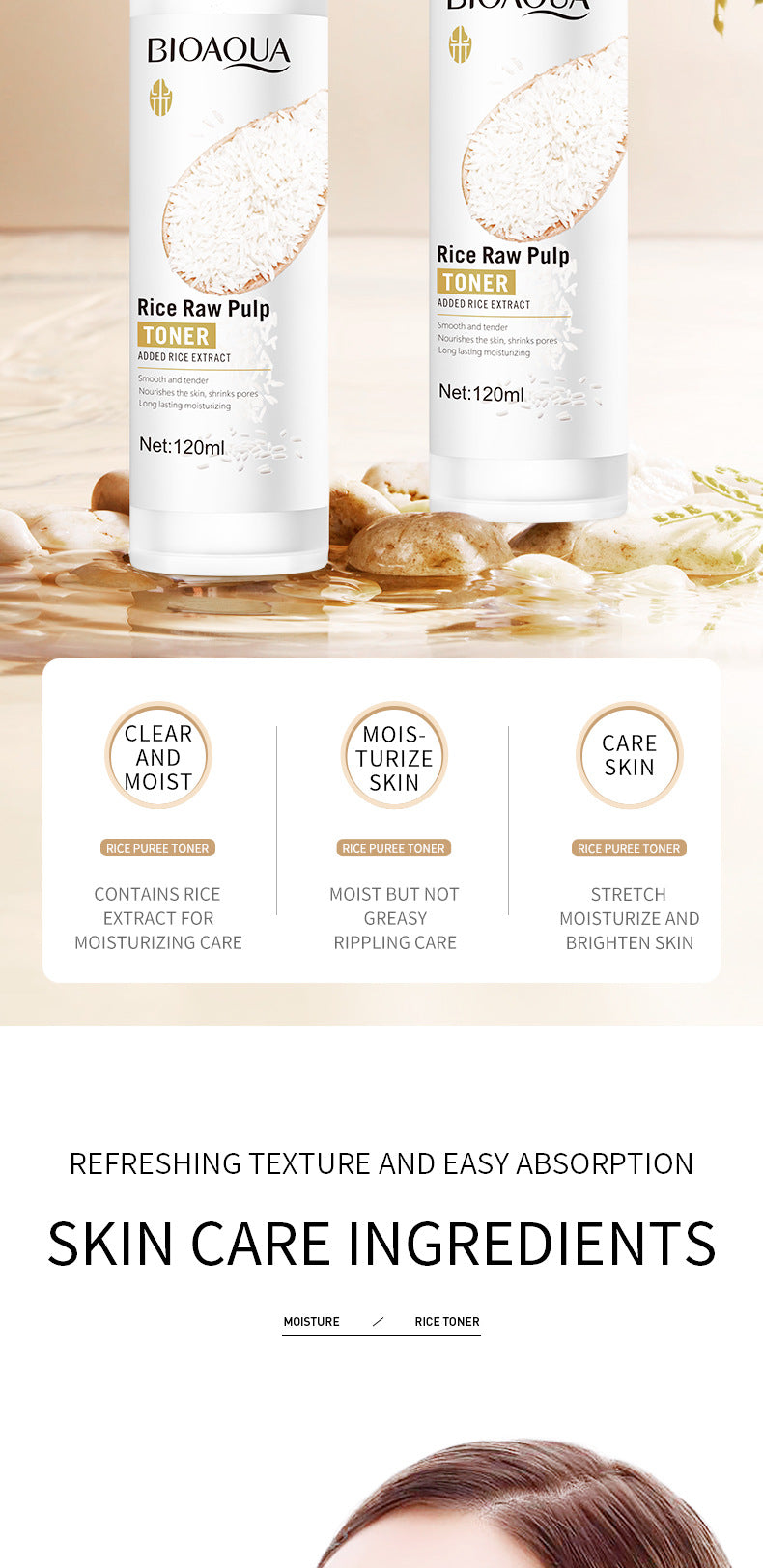 Full English Rice Skincare Set BIOAOUA Rice Puree Series Six-Piece Set Box  Wholesale