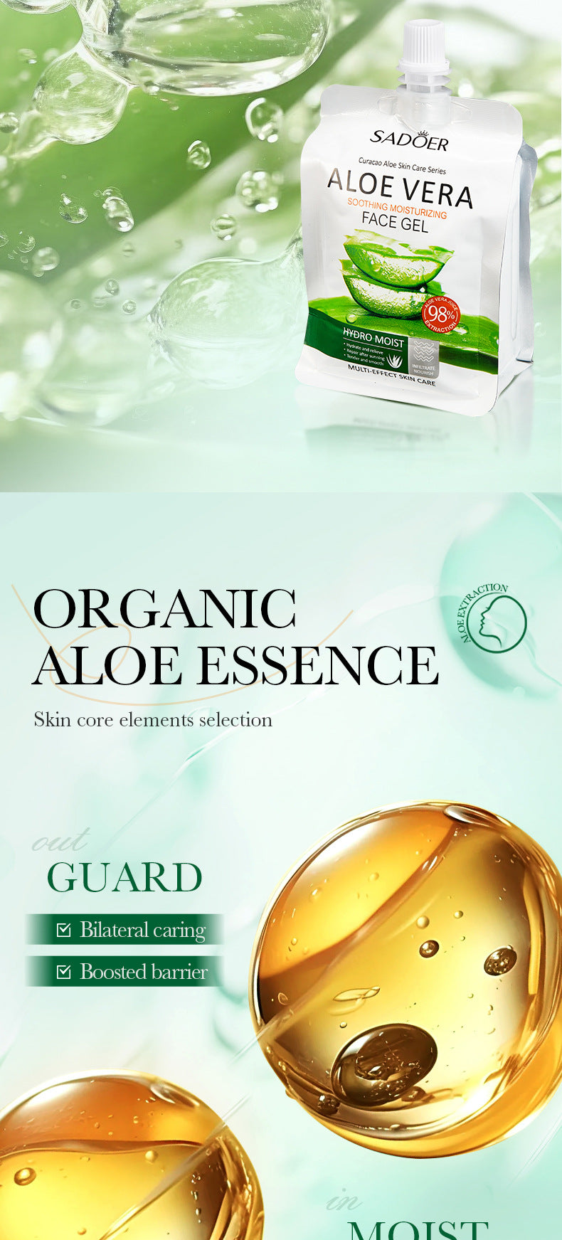 Aloe Vera Gel Aloe Vera Gel300g Large Capacity Hydrating Moisturizing Nourishing Cross-Border Foreign Trade Live Wholesale