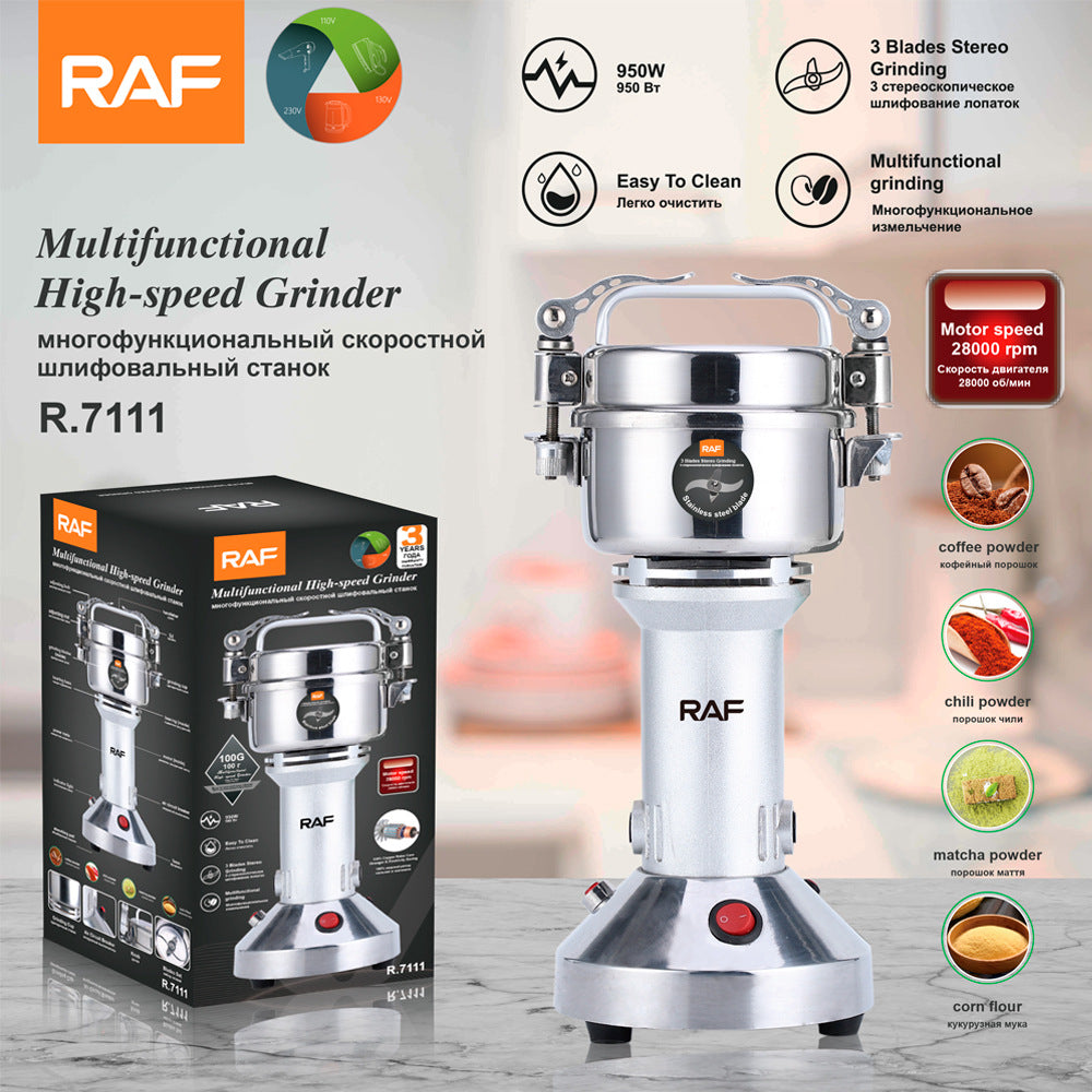 RAF European Standard Household and Commercial Electric Grinder for Dry Grinding Grains, Herbs, and Coffee