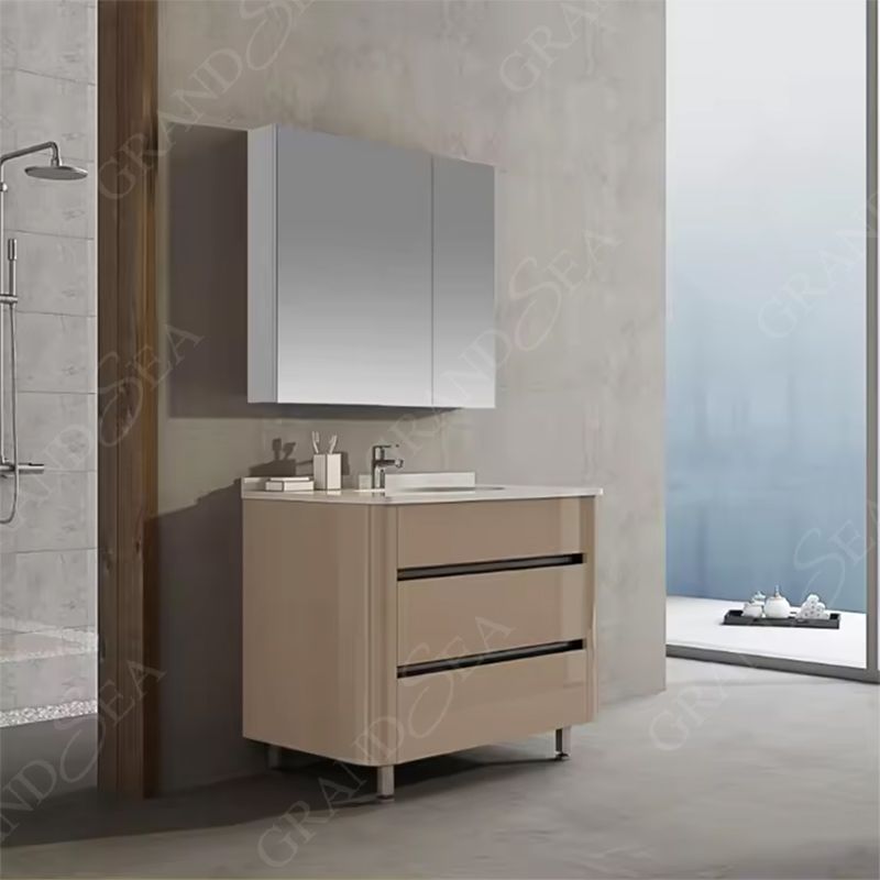 Home Use Luxury Gray Style Marble Top Single Sink Floating Bathroom Vanities for Sale