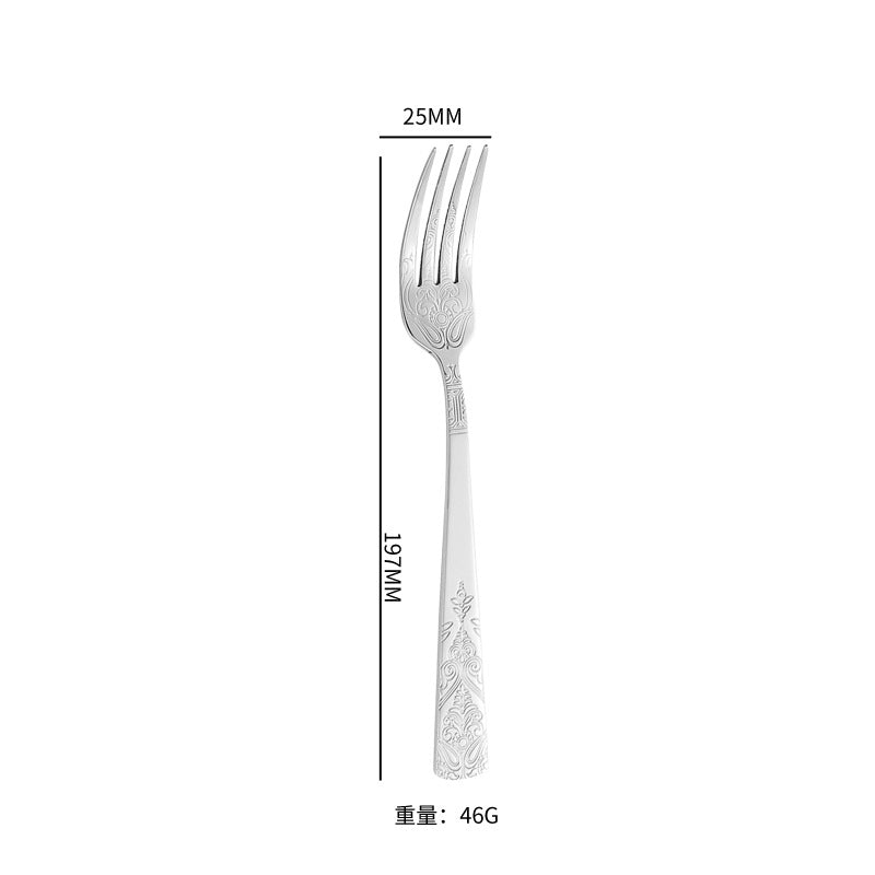 410Stainless Steel Tableware Hotel Retro Double Pattern Totem Western Cutlery Knife Fork Spoon Restaurant Hammered Steak Knife Fork