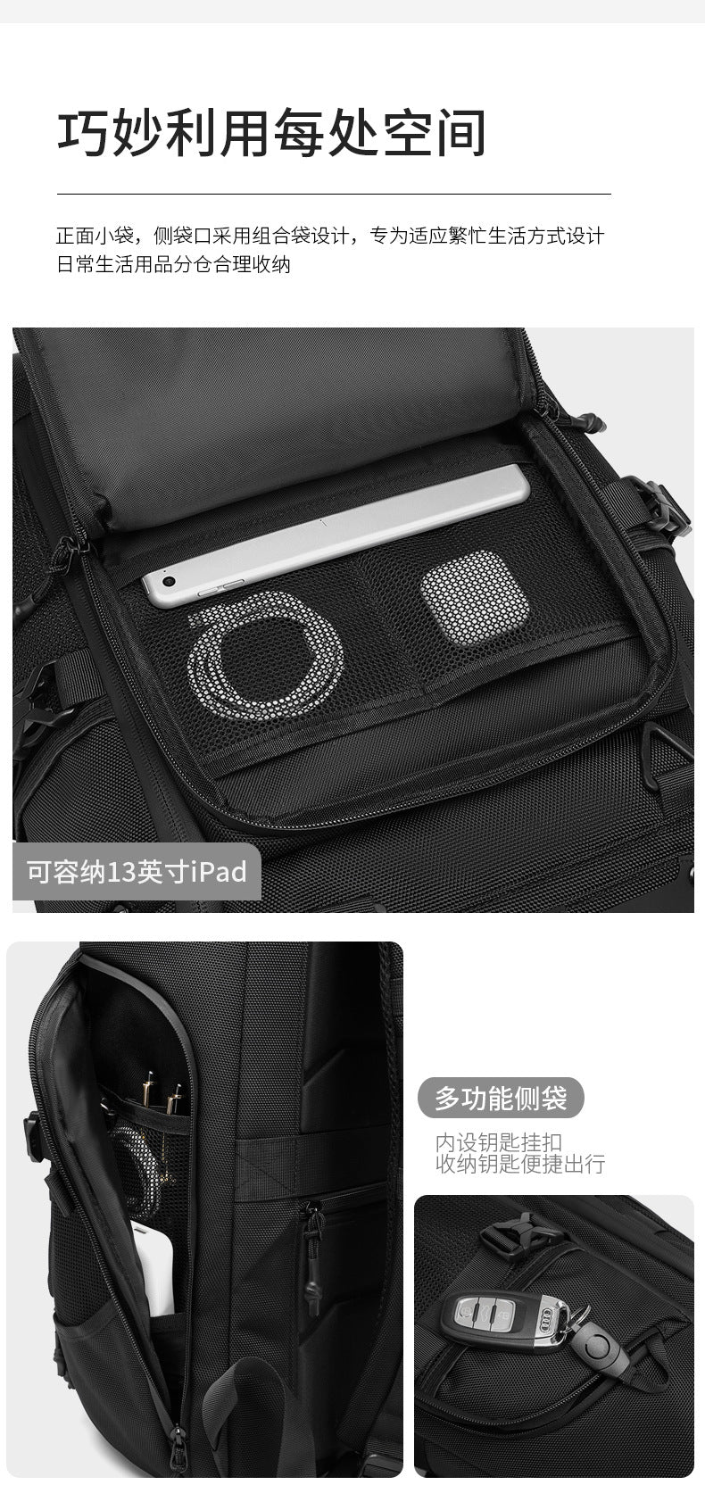 OZUKO Travel Backpack Men's Large Capacity Waterproof Outdoor Mountaineering Computer Backpack Camouflage Commuting School Bag