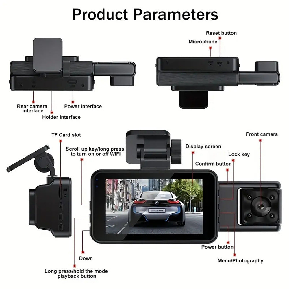 s15New3Inch Driving Recorder1080P WiFi Mobile Phone Interconnect Car Recording Reversing Image