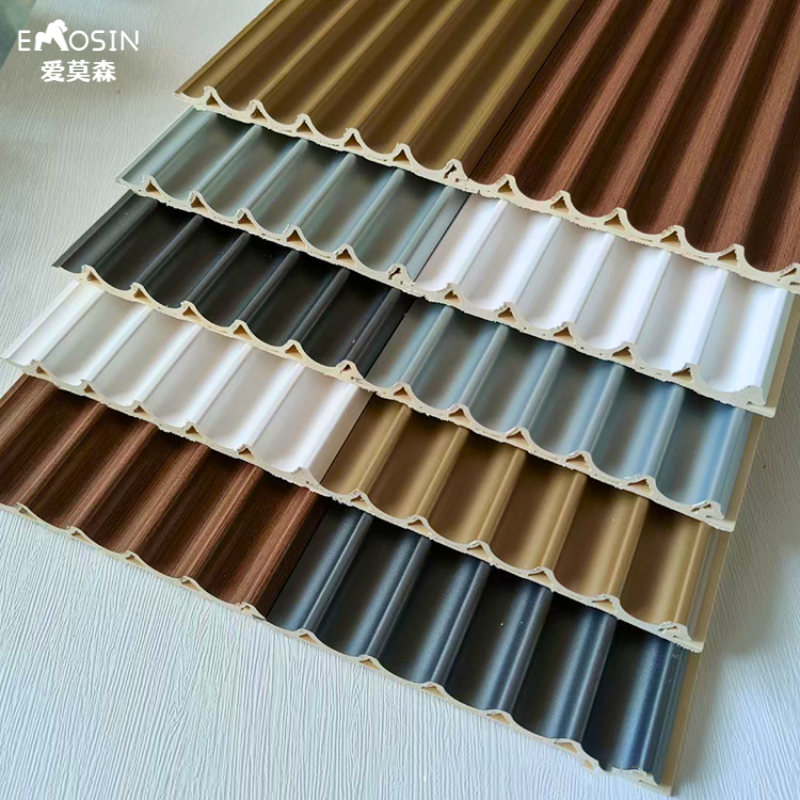 Indoor Outdoor Integrated Wood Plastic Waterproof Fluted Pvc Cladding Wpc Ceiling Panels for Interior Exterior