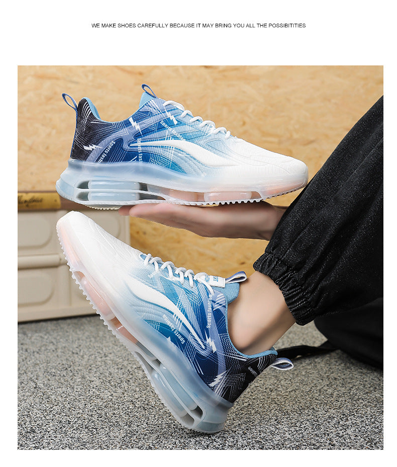 Men's Sports Shoes Spring and Autumn Ice Silk Hot Style Air Cushion Shock Absorption Trendy Men's Shoes Youth Running Shoes Student Casual Running Shoes