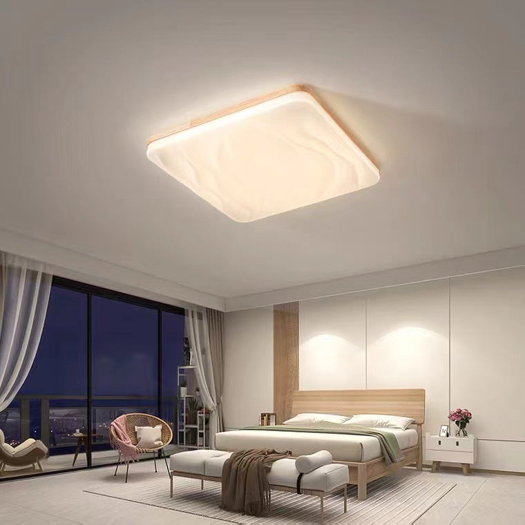 Tmall Smart Solid Wood Ceiling Light led Bedroom Lamp Round Modern Minimalist Log Room Lamp Living Room Lamp Home