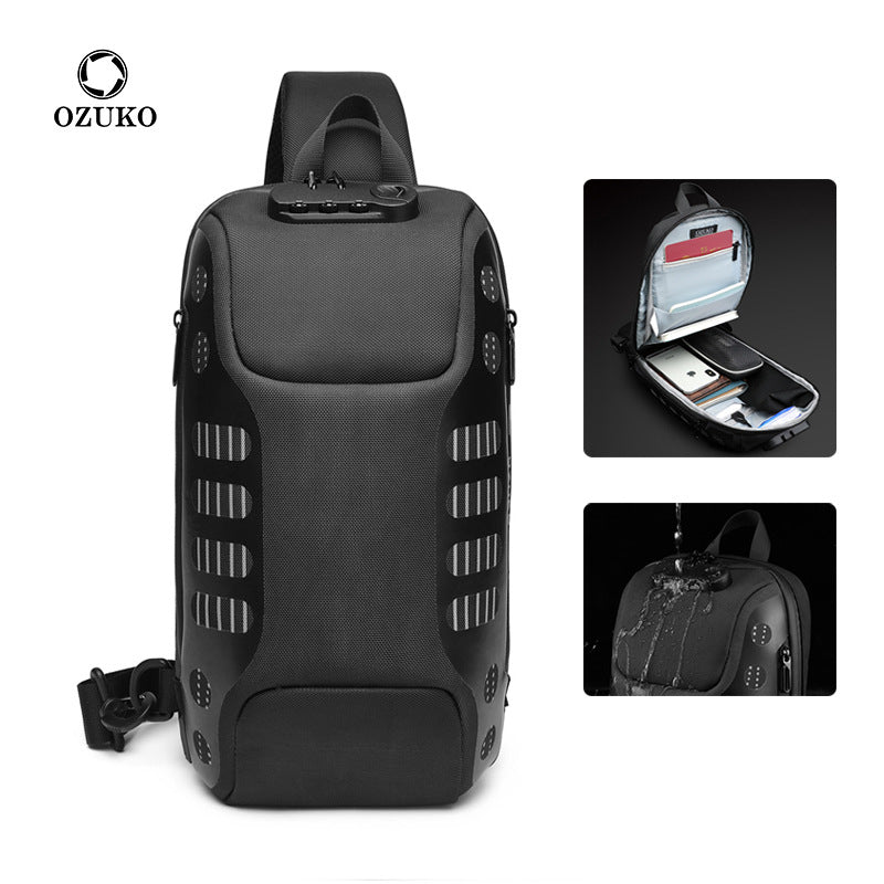 OZUKO Men's Chest Bag Anti-Theft Waterproof Chest Bag Trendy Fashion Crossbody Bag Large Capacity Business Shoulder Bag