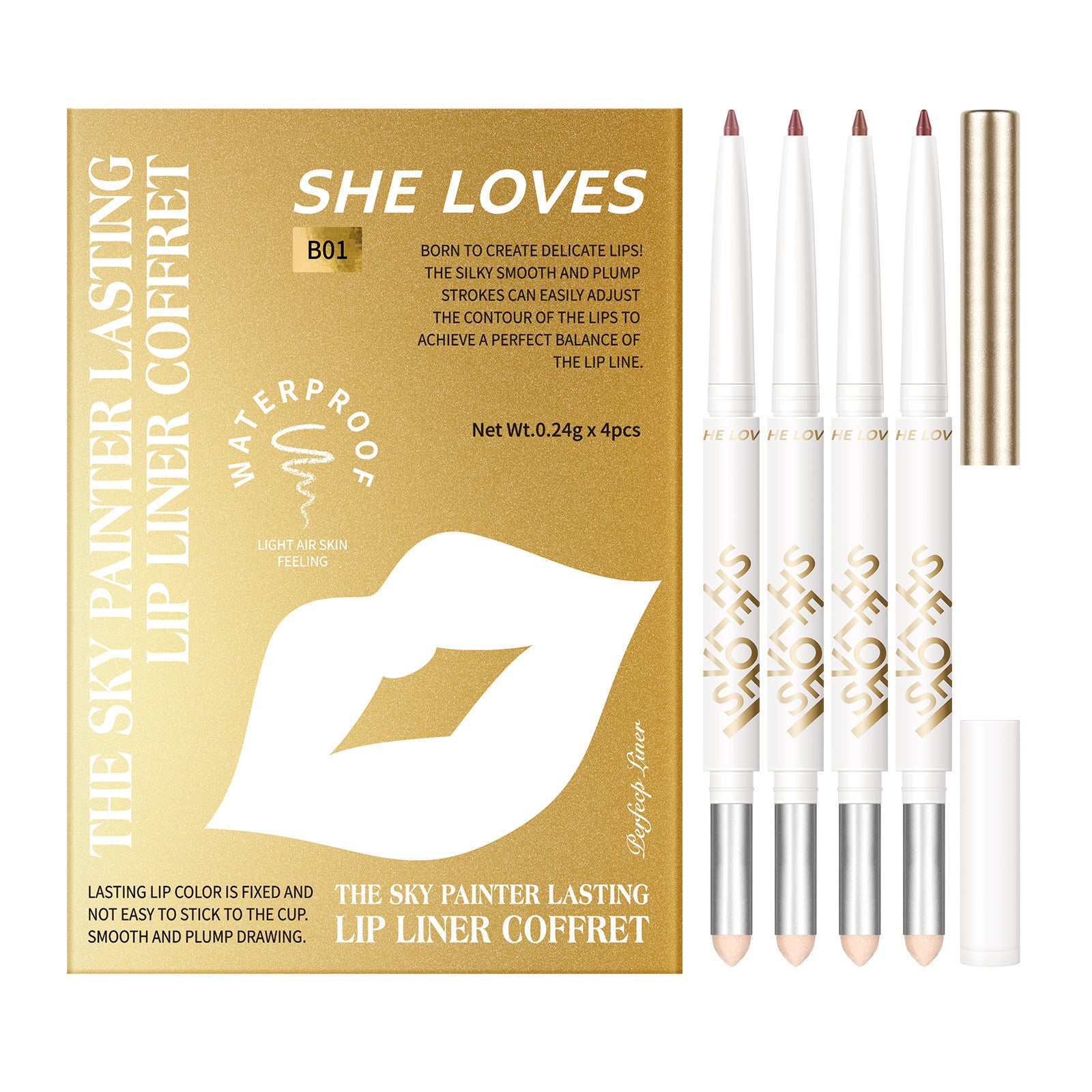 Dual-ended Lip Liner Pencil European and American Matte Non-Stick Cup Lipstick Lip Liner Small Batch Wholesale