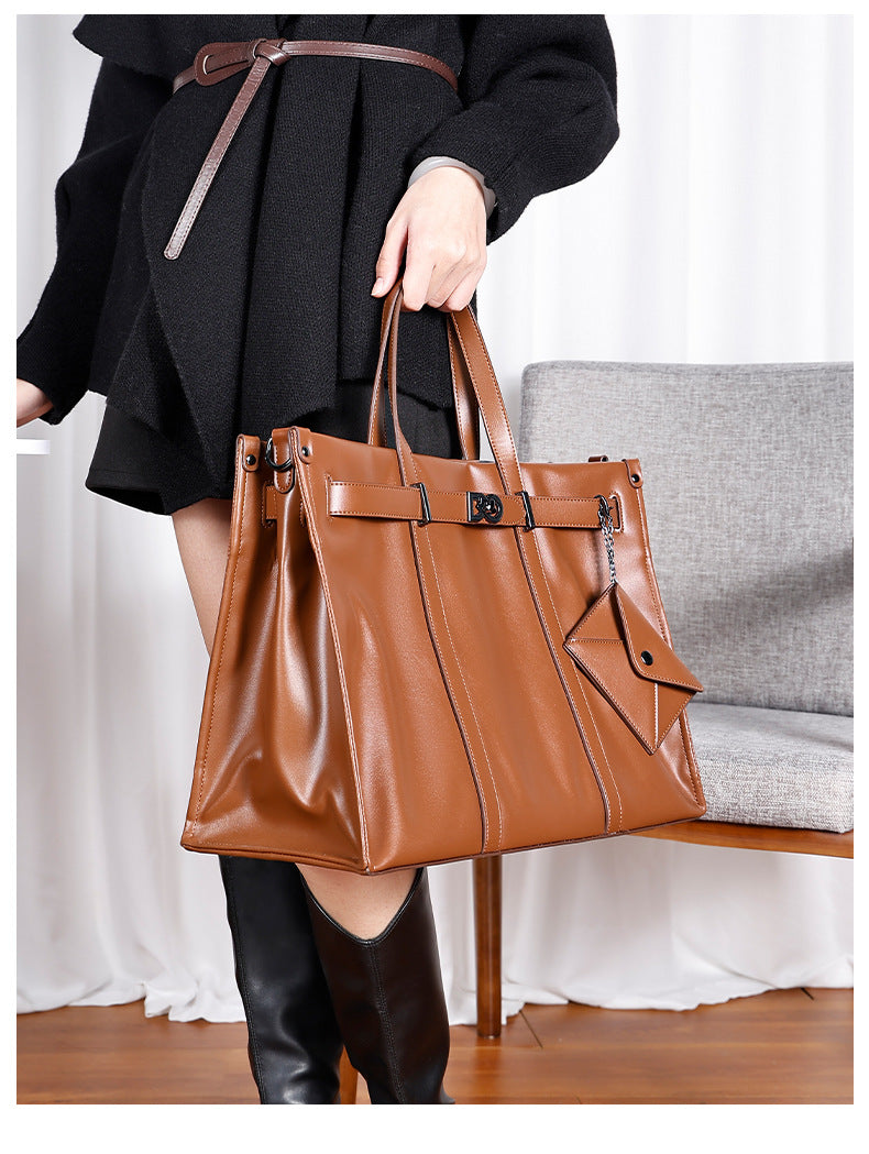 Korean Style Handheld Fashion Casual Briefcase New Work Commute Large Capacity Versatile Tote Bag High-end Feel Women's Bag