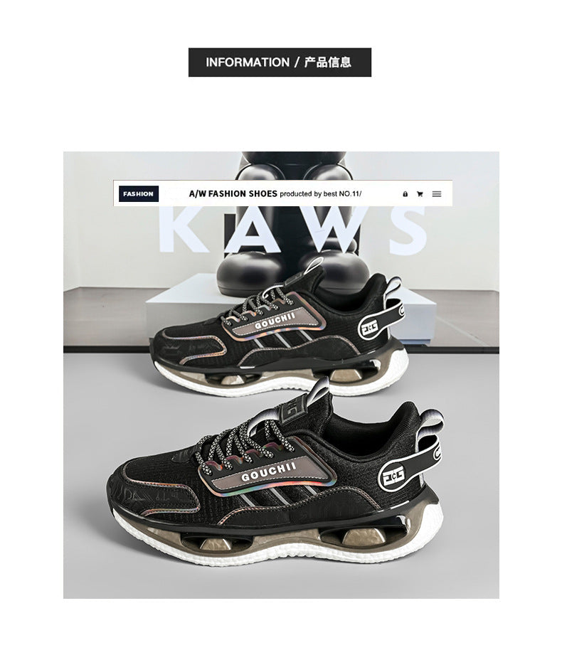 Autumn Hot-Selling Popcorn Rubber Non-Slip Wear-Resistant Sports Running Shoes Mesh Breathable Couple Trendy Casual Shoes