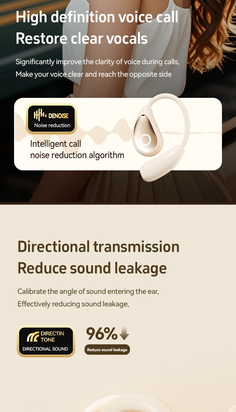 Popular M96Leather Texture Ear-Hook Bluetooth Earphones Ultra-Long Battery Life High-Value Private Model Wireless Bluetooth Earphones