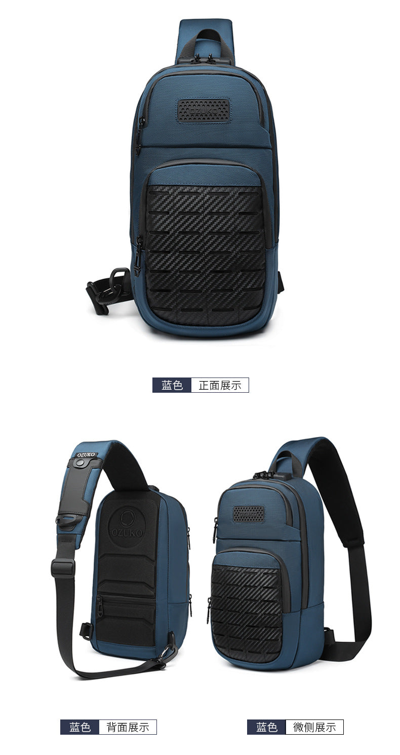 OZUKO Men's Tactical Chest Bag Waterproof Oxford Cloth Crossbody Chest Bag Trendy Outdoor Sports Shoulder Bag