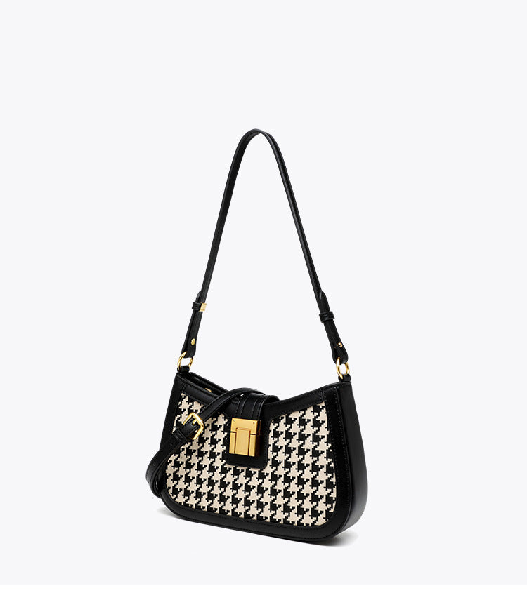 Houndstooth Crossbody Bag Baguette Underarm Bag Spring Autumn Women's Bag Small Square Bag Niche Versatile Commuter Handbag Shoulder Bag