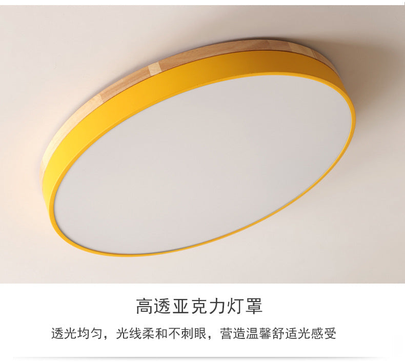 Nordic Solid Wood Macaron Ceiling Light led Round Iron Art Bedroom Lamp Living Room Lamp Home Decor