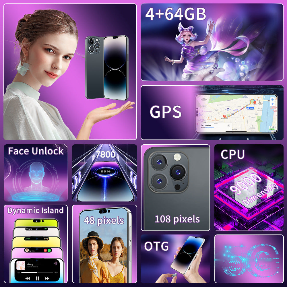 i15Promax Mobile Phone4G All Netcom6+128G Smartphone6.8Wholesale of High-Definition Large Screens